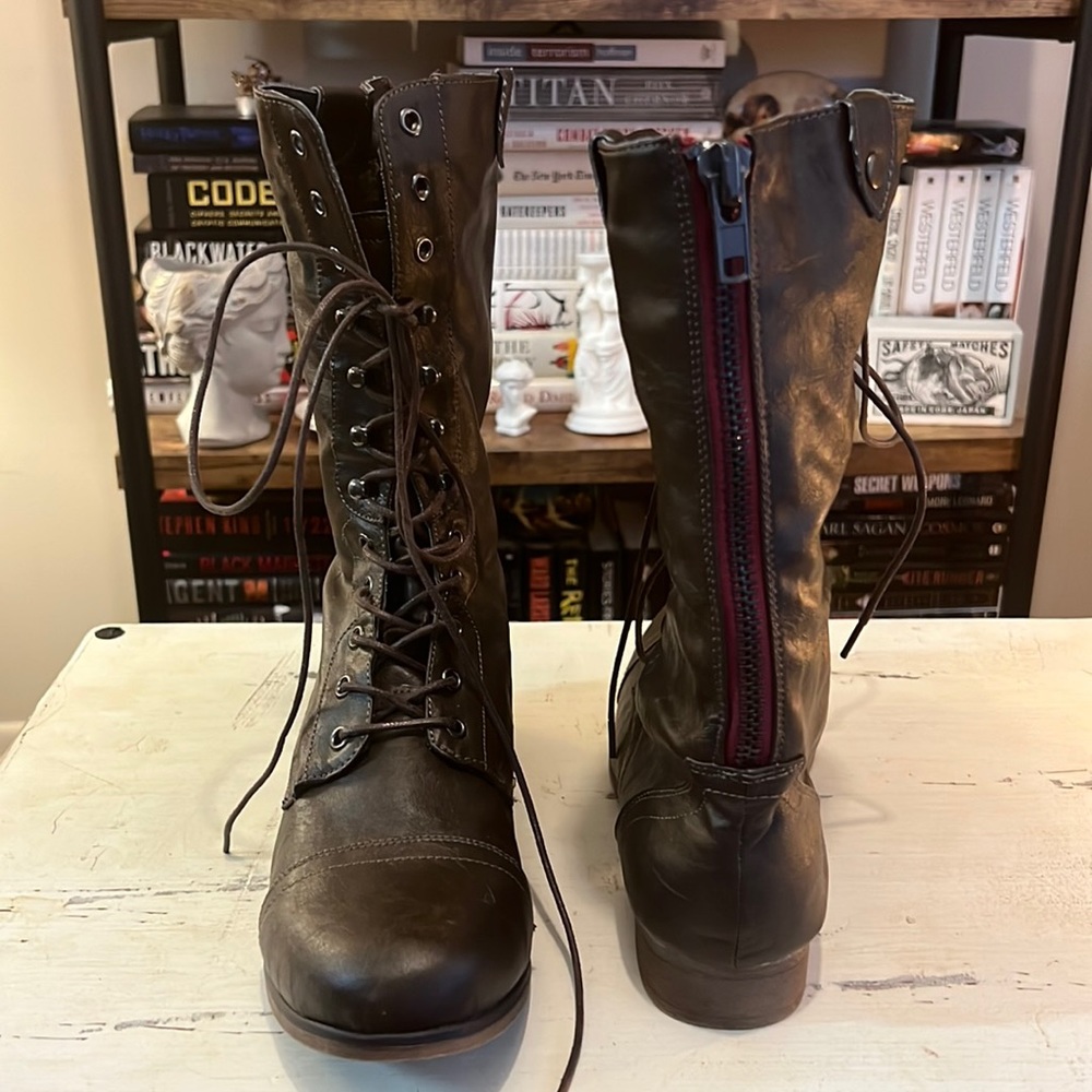 NWOT Madden Girl Brown Lace Up Combat Boots